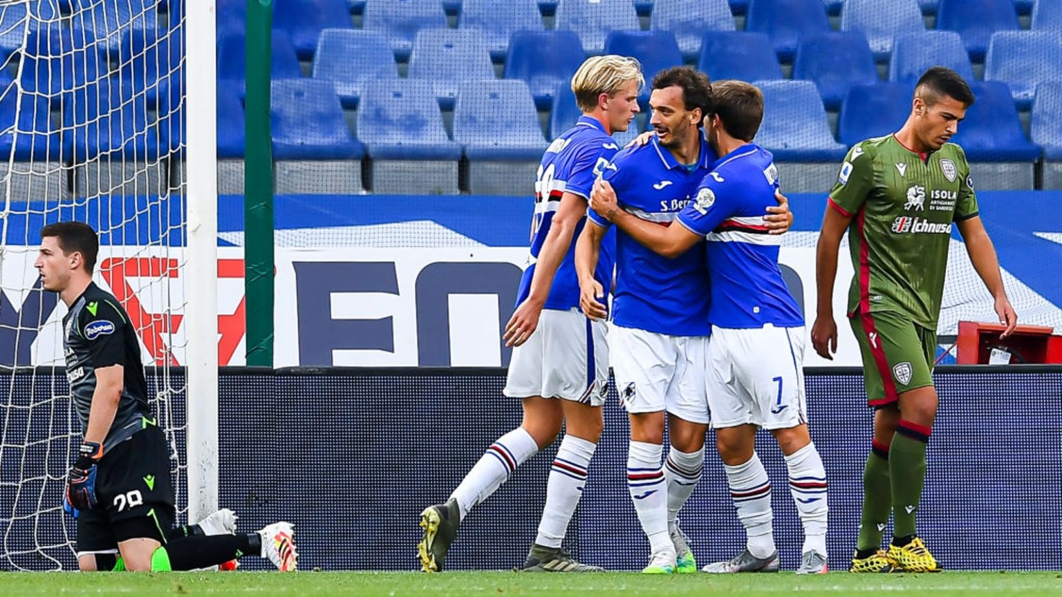 sampdoria gabbiadini cagliari coronavirus record