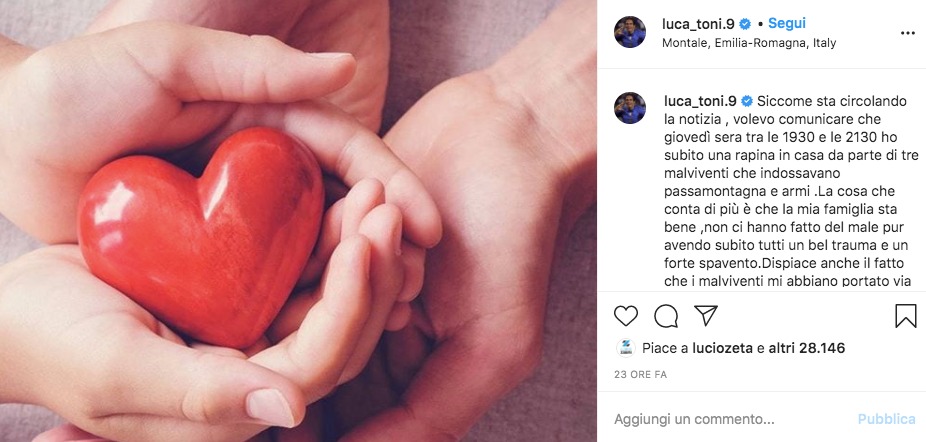 rapina toni post instagram