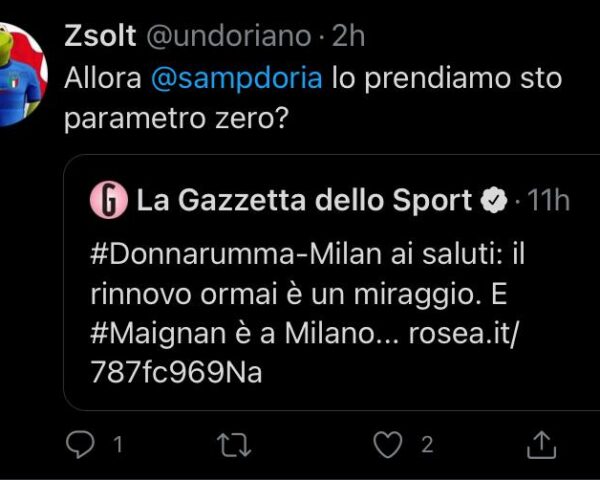 Tweet Tifoso Sampdoria