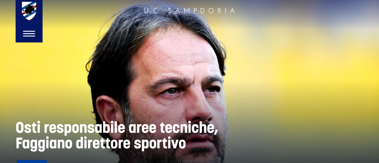 Faggiano Direttore Sportivo Sampdoria