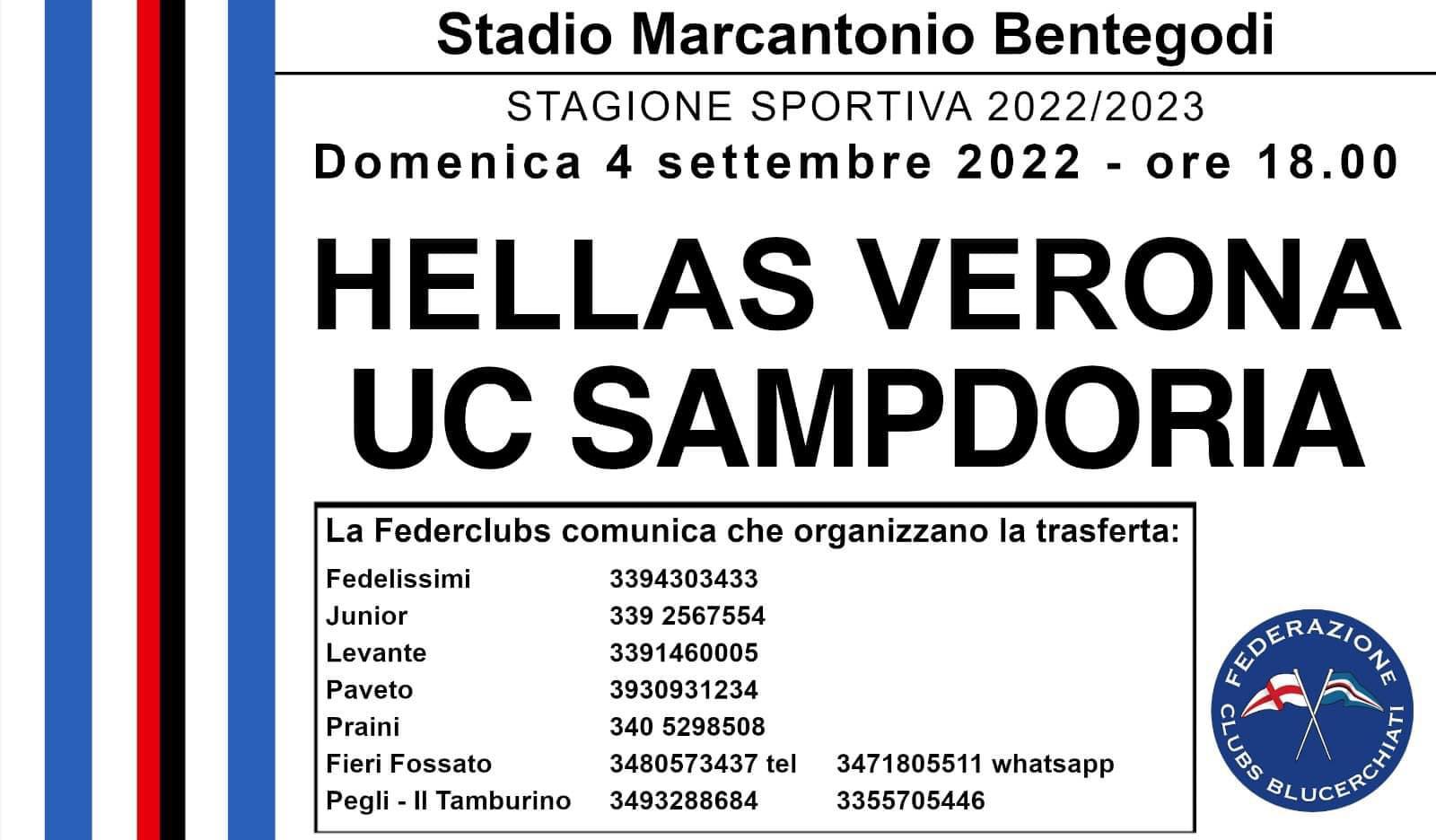 Hellas Verona Sampdoria Gradinata Sud Pullman Federclubs