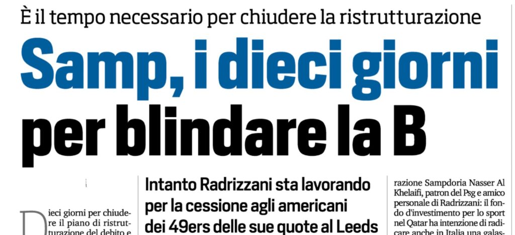 sampdoria piano ristrutturazione