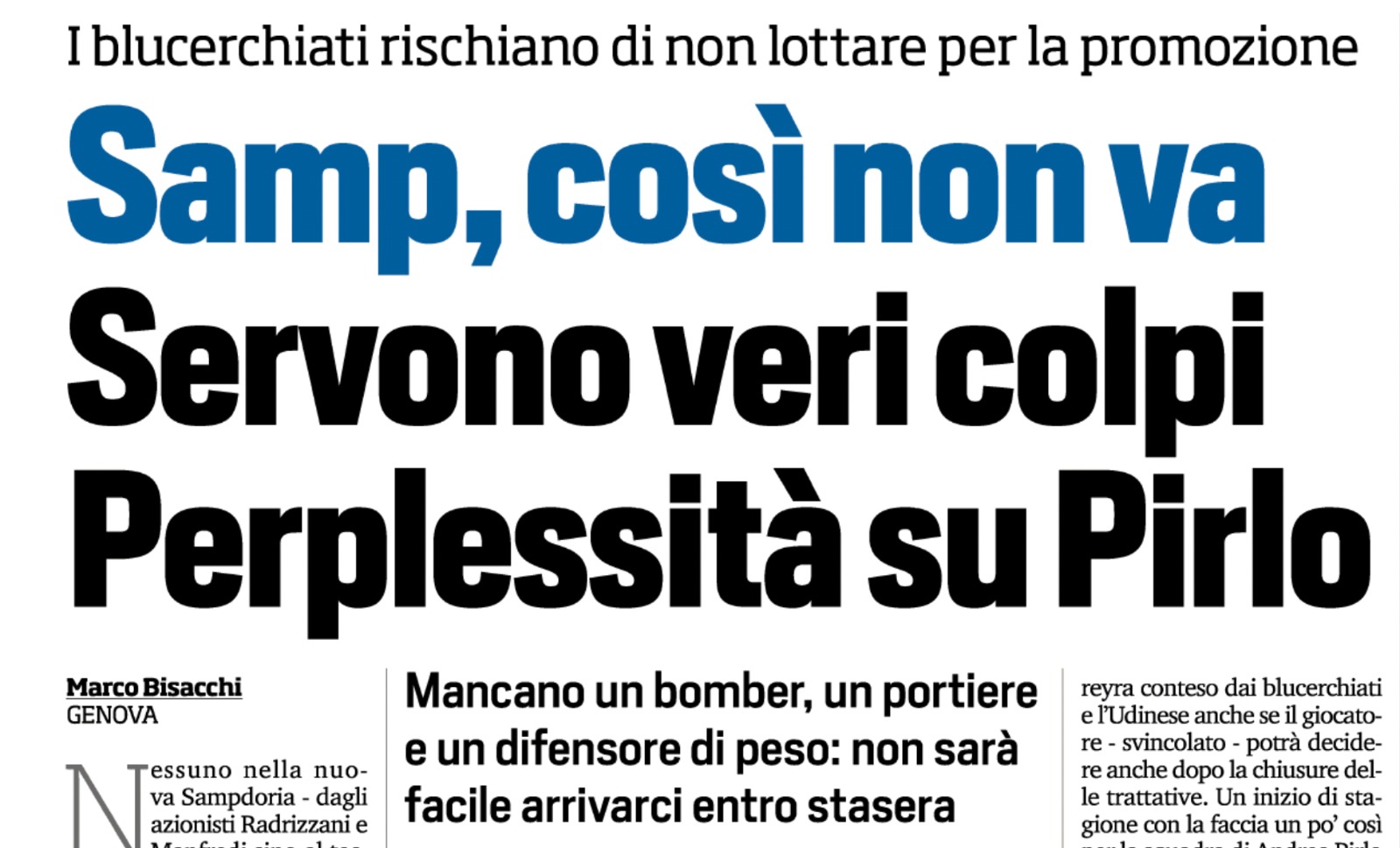 Sampdoria Pirlo Tuttosport