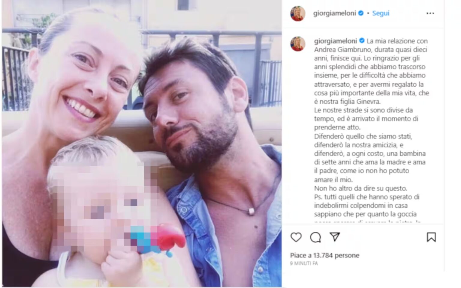 Meloni amore Gianbruno social