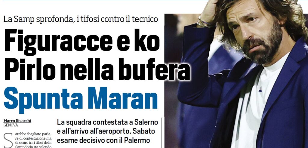 panchina sampdoria pirlo maran tuttosport