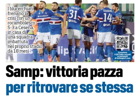 Sampdoria, Tuttosport: vittoria per ritrovarsi. Fine della crisi? sampdoria cesena tuttosport