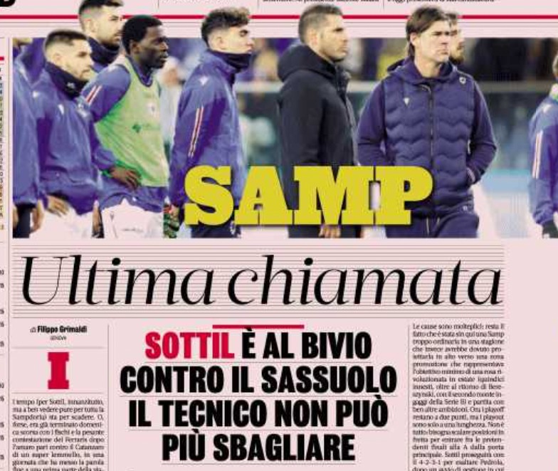 panchina sampdoria sassuolo gazzetta sottil