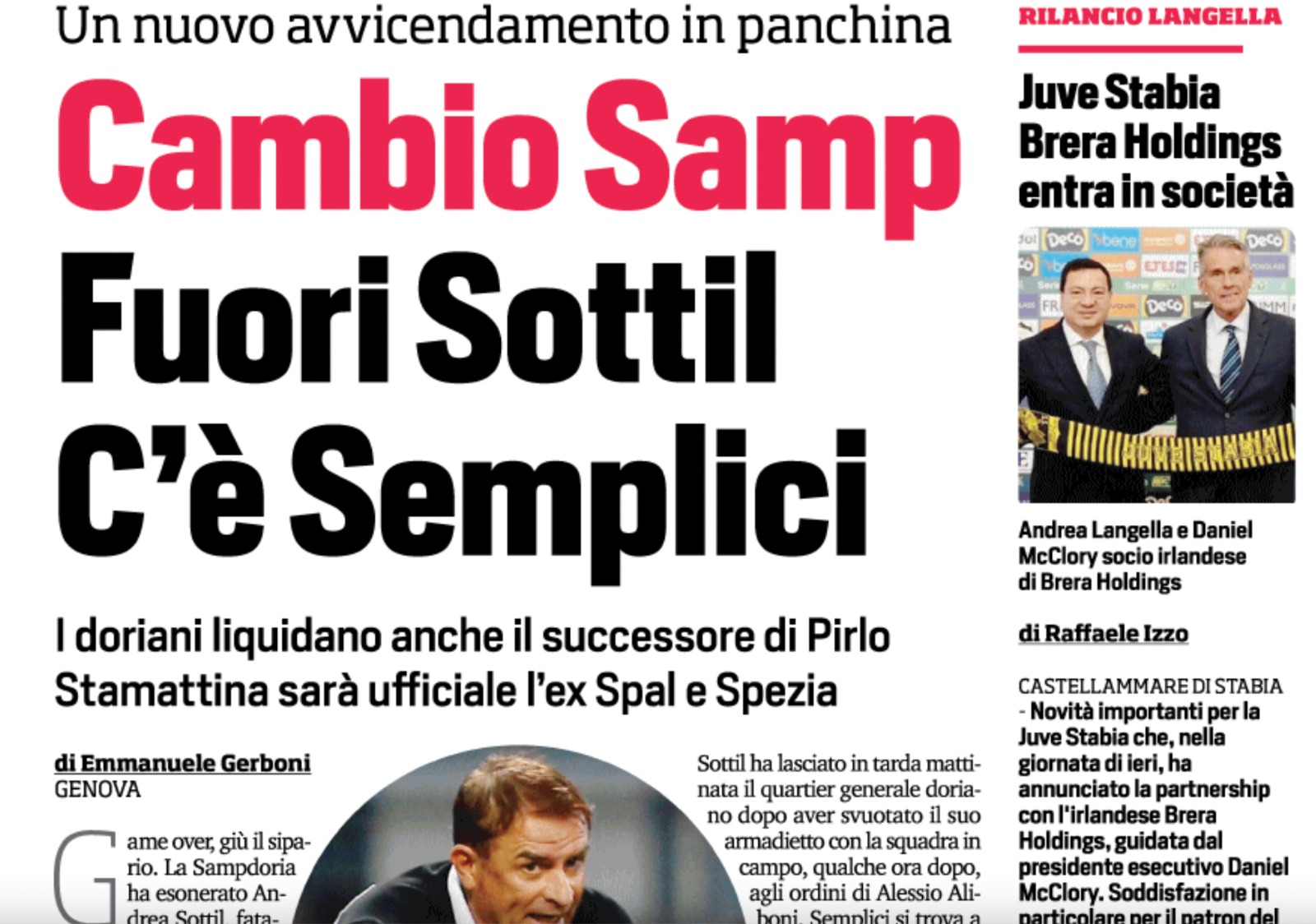 panchina sampdoria semplici 