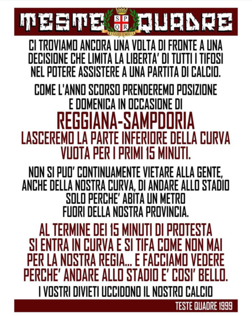 Reggiana Sampdoria Teste Quadre 