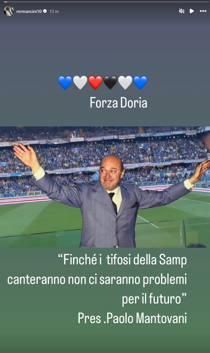 Social retrocessione Sampdoria Roberto Mancini Paolo Mantovani