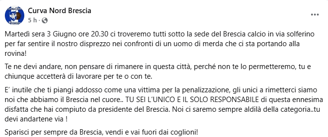 Brescia Curva Nord Massimo Cellino