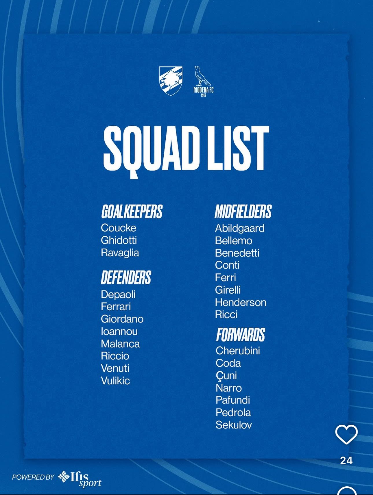 Convocati Sampdoria Modena Donati Pedrola Pafundi