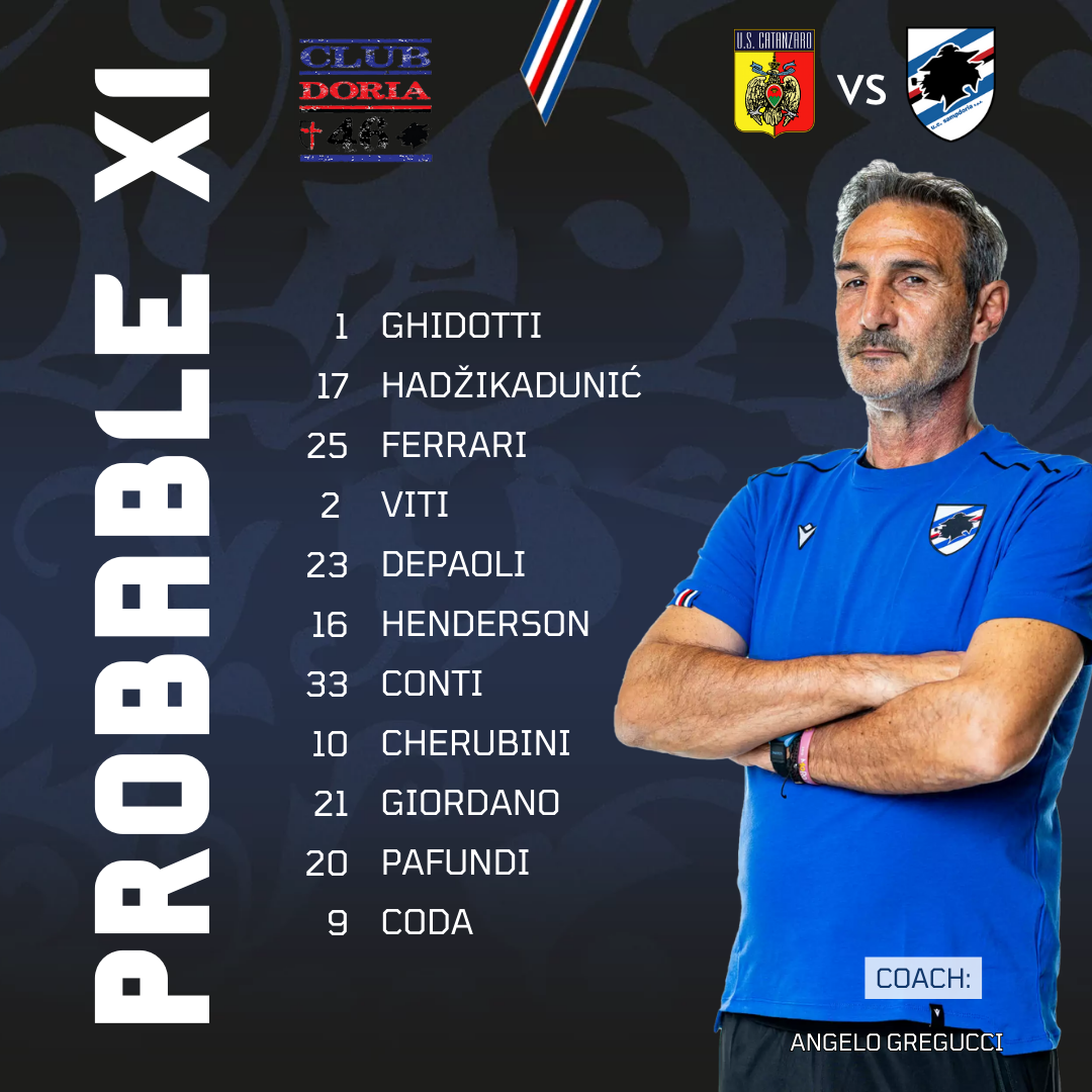 Probabile Formazioni Catanzaro Sampdoria Foti Gregucci Viti Coda