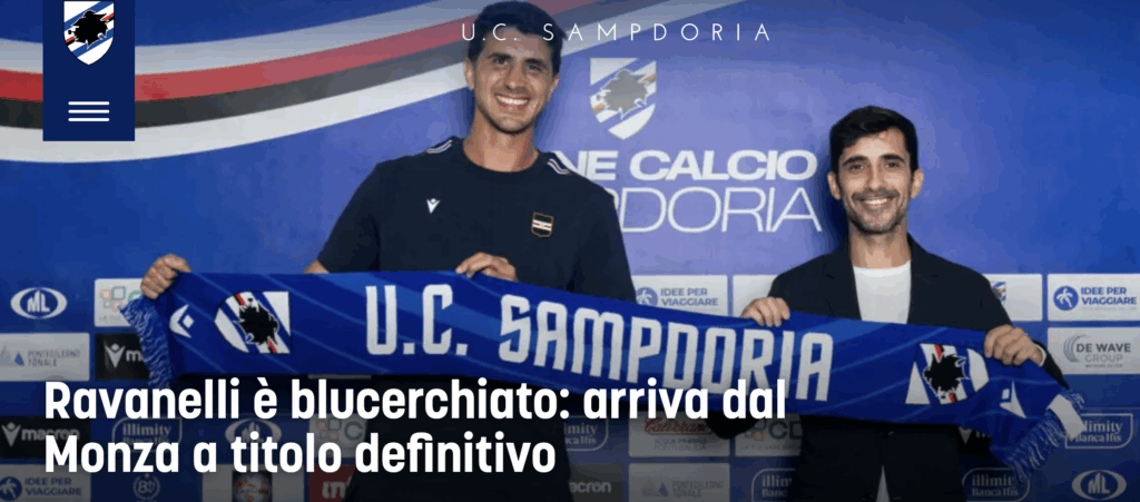 UFFICIALE – Calciomercato Sampdoria, Luca Ravanelli è un nuovo colpo di Americo Branco. I dettagli UFFICIALE Calciomercato Sampdoria Ravanelli Americo Branco